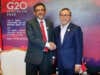 Menteri Perdagangan dan Perindustrian Republik Afrika Selatan, Ebrahim Patel bersama Menteri Perdagangan RI, Zulkifli Hasan