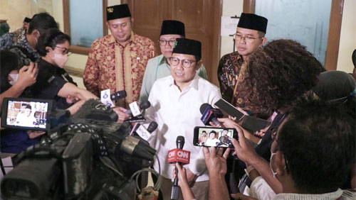 Ketua Umum PKB, Gus Muhaimin berikan keterangan pers di Grand Sahid Hotel