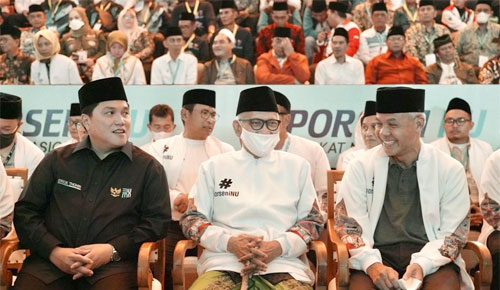 Erick Thohir bersama Ganjar Pranowo hadiri pembukaan Porseni NU tingkat nasional di Solo