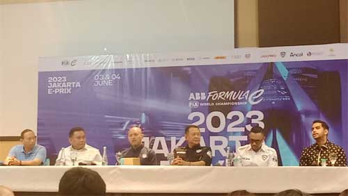 Konferensi pers pengumuman Formula E, di Jakarta Utara