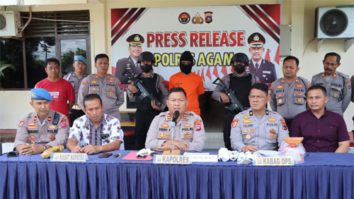 Baru 1,5 Bulan Bebas, Pengedar Ganja Kembali Berurusan dengan Polisi 1 Kapolres Agam, AKBP Ferry Ferdian saat konferensi pers