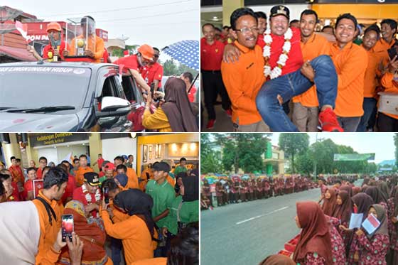 Bawa Piala Adipura, Bupati Agam Disambut Ribuan Warga dan Pelajar 1 Penyambutan Bupati Agam Meriah