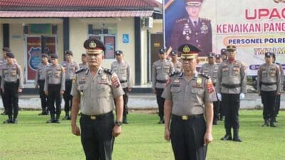 Upacara Kenaikan Pangkat Polres Dharmasraya, Jumril dan Munafilasmi Jadi Kompol