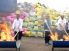 sebanyak 7.363 bal senilai Rp80 miliar dimusnahkan di Cikarang, Kabupaten Bekasi, Jawa Barat, pada Selasa 28 Maret 2023.