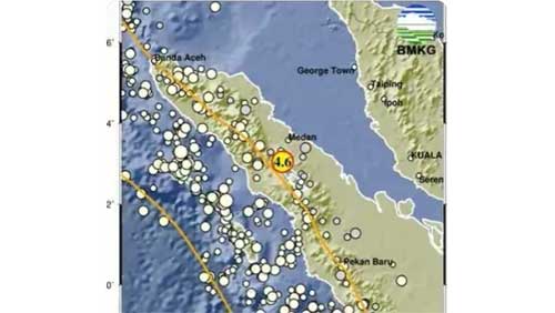 Gempa dengan Kekuatan M 4,6 Guncang Kabupaten Karo Sumut