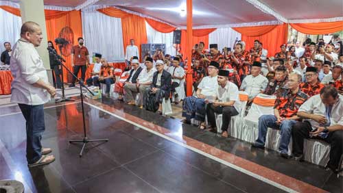 LaNyalla saat Sosialisasi Dapil (Sosdap) tentang empat pilar kebangsaan di hadapan ratusan kader Pemuda Pancasila se-Jawa Timur di Kantor MPW Pemuda Pancasila Jawa Timur