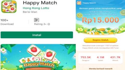 Aplikasi Happy Match penghasil uang dan saldo DANA gratis