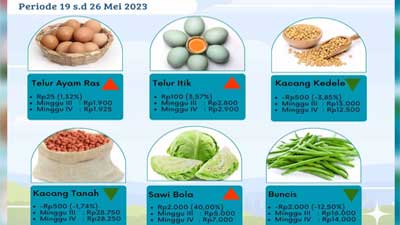Perkembangan Harga Pangan Strategis Kota Padang Panjang periode Minggu IV Mei 2023