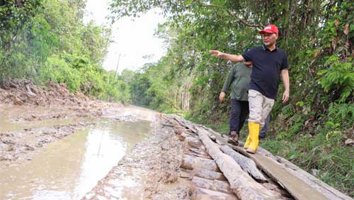 Pj Bupati Muba Turun Atasi Kerusakan Jalan Desa Bandar Jaya