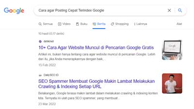 Cara agar Posting Cepat Terindex Google