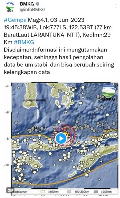 Gempa Guncang Larantuka NTT