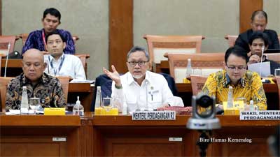 Menteri Perdagangan Zulkifli Hasan saat rapat kerja dengan Komisi VI DPR RI