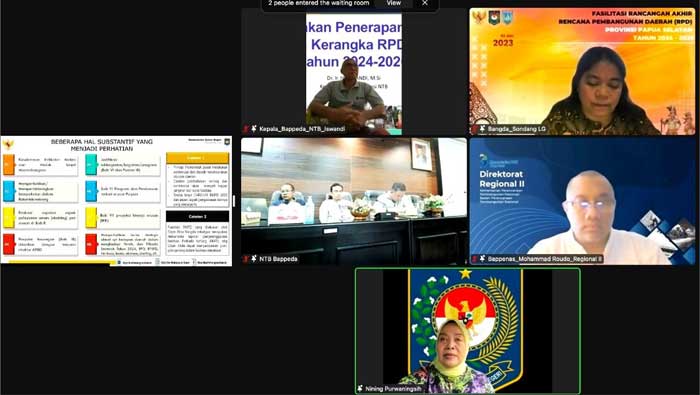 Pertemuan dalam rangka memfasilitasi Rancangan Peraturan Kepala Daerah tentang RKPD Provinsi Nusa Tenggara Barat tahun 2024 secara daring