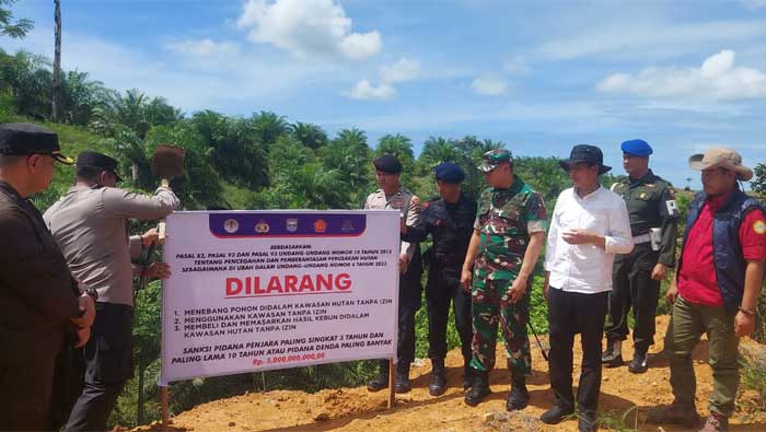 Forkopimda Pasbar Pasang Plang Larangan Garap Hutan di Pigogah Air Bangis
