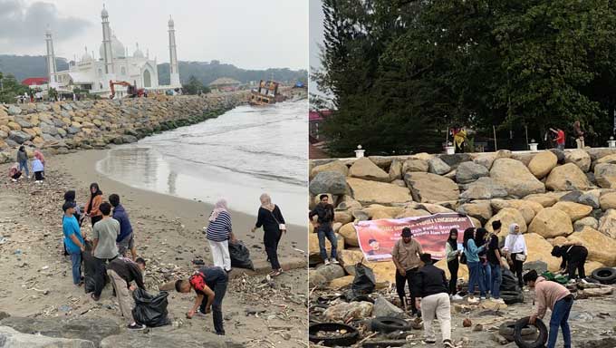 Aksi Orang Muda Ganjar Sumbar di Pantai Padang