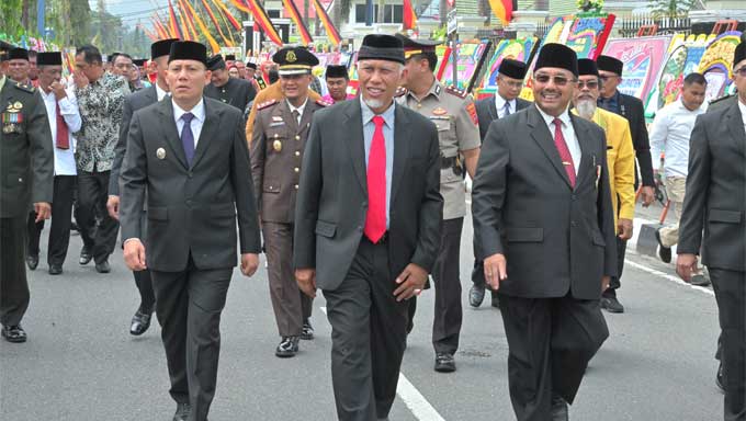 Gubernur Sumbar, Mahyeldi saat HJK Pasaman ke-78 di Lubuk Sikaping