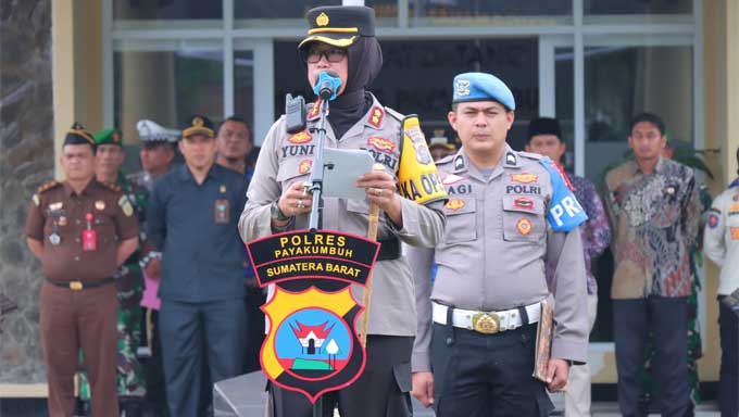 Kapolres Payakumbuh Pimpin Apel Gelar Pasukan Operasi Mantap Brata 2023-2024