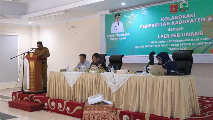 Pemkab Agam bersama LPER-FEB Unand Selenggarakan FGD Laporan Hasil Akhir Kajian Nilai Tukar Petani