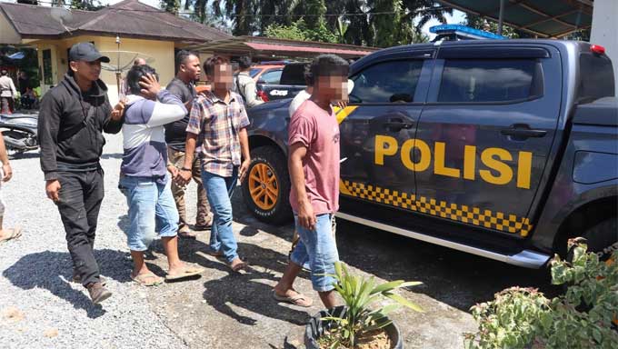 Tim Berantas Peti Polres Pasaman Barat bersama Polsek Ranah Batahan, amankan 7 orang diduga pelaku tambang ilegal
