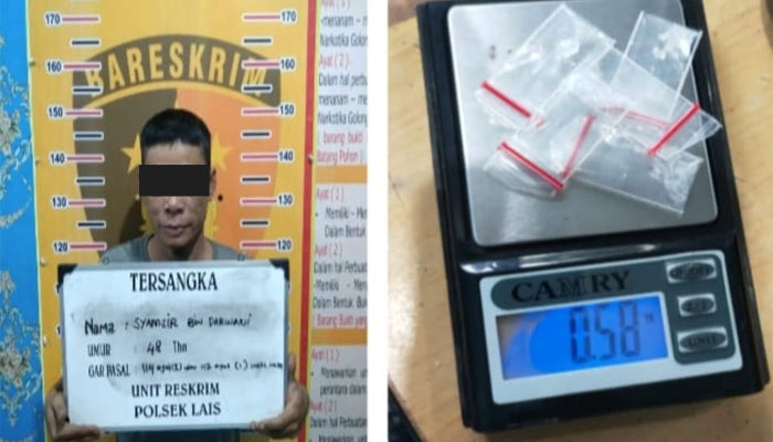 Tersangka sabu-sabu beserta barang bukti