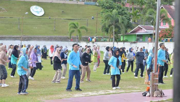 Senam Jantung Sehat Warnai Peringatan Hari Anti Narkotika Internasional di Sawahlunto