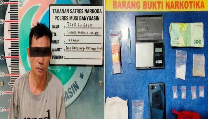 Tersangka dan barang bukti sabu-sabu