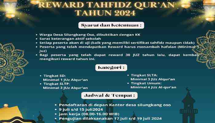 Desa Silungkang Oso Kembali Berikan Reward untuk Warga Hafiz Alquran