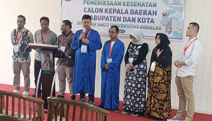 Dua Paslon Kontestan Pilkada Sijunjung Selesai Tes Kesehatan 2 Pasangan Hendri Susanto - Mukhlis ikuti pemeriksaan kesehatan di RS Unand