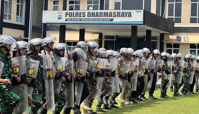 Polres Dharmasraya Gelar Latihan Dalmas Gabungan TNI-Polri dan Pol PP