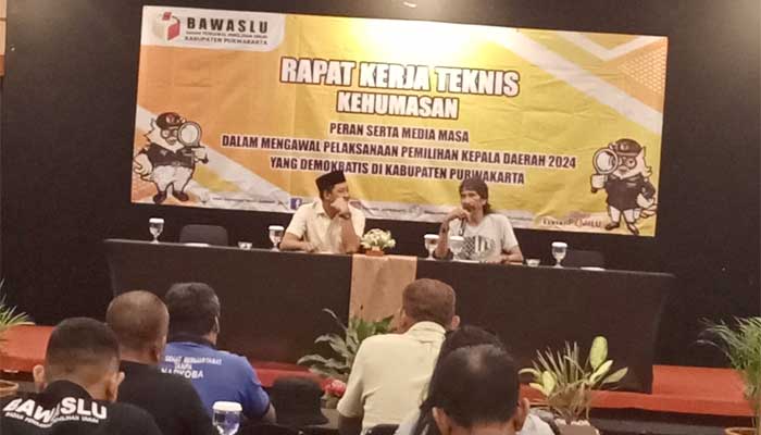 Puluhan Jurnalis Antusias Ikut Giat Raker Teknis Kehumasan Bawaslu Purwakarta
