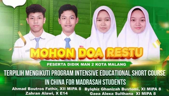 Empat Siswa MAN 2 Kota Malang Terpilih dalam Program Short Course di China