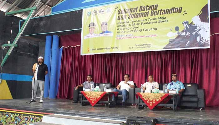 PTMSI bersama Disporapar Padang Panjang Gelar Turnamen Tenis Meja Lembuti Cup Tingkat Sumbar 1 Pembukaan Turnamen Tenis Meja U-18 Lembuti Cup Tingkat Sumbar