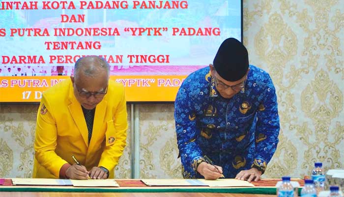 Pj Wako Padang Panjang Teken MoU Tri Darma Perguruan Tinggi dengan UPI YPTK Padang