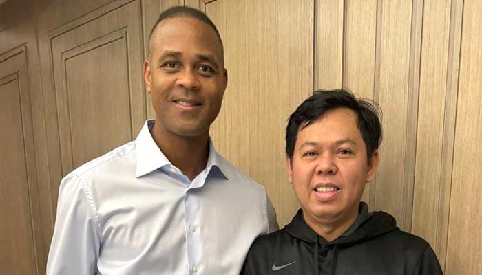 Patrick Kluivert bersama Ketua DPD RI, Sultan B Najamuddin