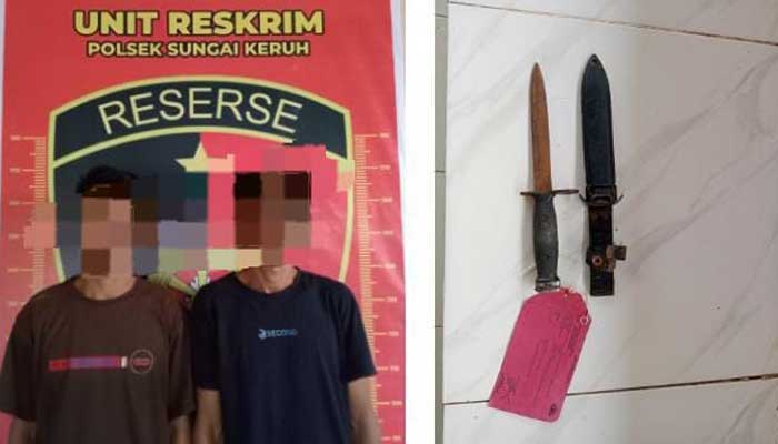Anggota Polsek Sungai Keruh Amankan 5 Tersangka yang Bawa Senjata Api, Senjata Tajam dan Sabu-sabu