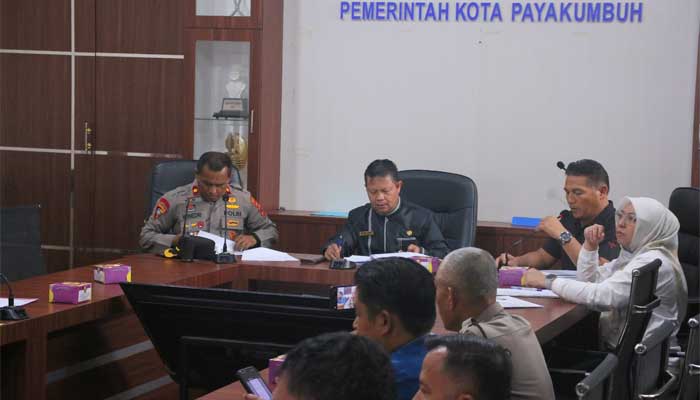 Rakor Pemko Payakumbuh dalam rangka pembongkaran bangunan di atas fasilitas umum