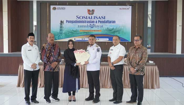 Rezka Oktoberia dalam Sosialisasi Pengadministrasian dan Pendaftaran Tanah Ulayat yang digelar di Aula Kantor Bupati Limapuluh Kota
