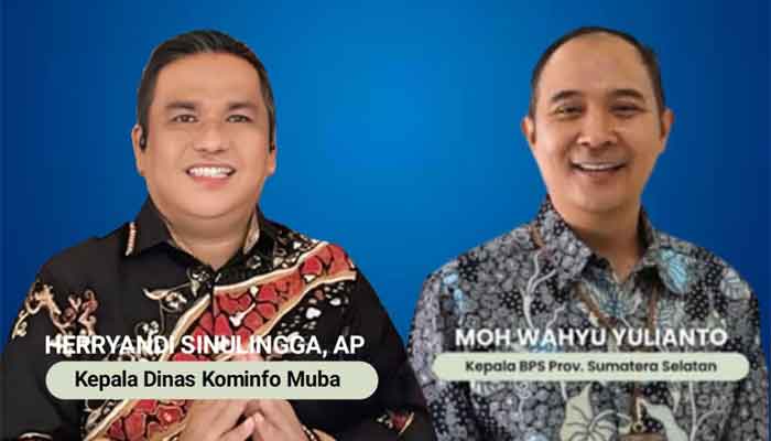 Kepala Dinas Komunikasi dan Informatika Kabupaten Musi Banyuasin, Herryandi Sinulingga bersama Kepala BPS Provinsi Sumatera Selatan, Moh Wahyu Yulianto
