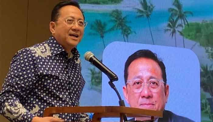 Senator asal Sumbar, Irman Gusman dalam forum The 1st Indonesia Tourism Marketing Week (ITMW) 2025 di Maya Sanur, Bali