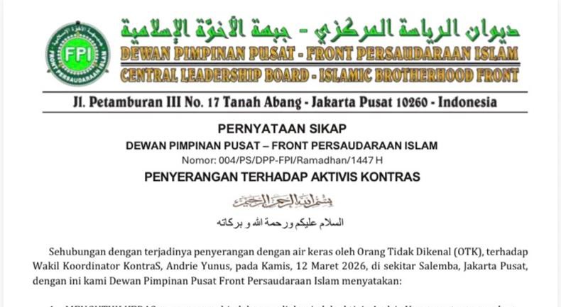 FPI Kutuk Keras Penyerangan Air Keras terhadap Aktivis KontraS Andrie Yunus 1 IMG 20260314 WA0038