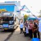 Menaker Yassierli saat pelepasan mudik gratis bagi pekerja/buruh di Kantor Kemnaker