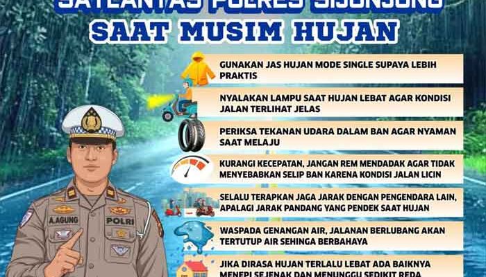 Curah Hujan Meningkat, Satlantas Polres Sijunjung Imbau Pengendara dan Pemudik Berhati-hati