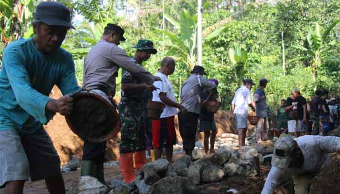 Pembangunan TMMD ke-128 di Krangean Digenjot Pagi Hari