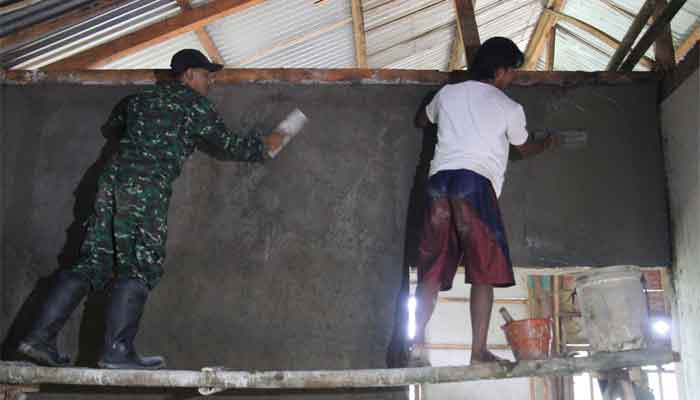 Dinding Bambu Rumah Agus Kini Berganti Tembok dalam TMMD ke-128 Purbalingga