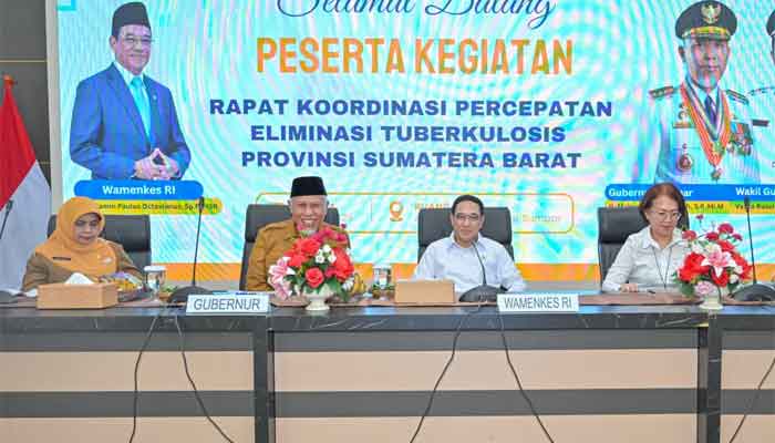 Wakil Menteri Kesehatan, Benjamin Paulus Octavianus hadiri Rakor Percepatan Eliminasi TBC Provinsi Sumbar, di Auditorium Gubernuran