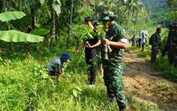 Penanaman pohon dalam TMMD ke-128 di Desa Krangean