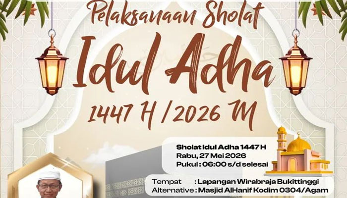 Pelaksanaan Salat Idul Adha di Lapangan Wirabraja Bukittinggi