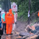 Personel BPBD Kabupaten Limapuluh kota membersihkan pohon tumbang menutup badan Jalan Lintas Payakumbuh–Bukittinggi, tepatnya di Nagari Koto Tangah Batu Hampa, Kecamatan Akabiluru.