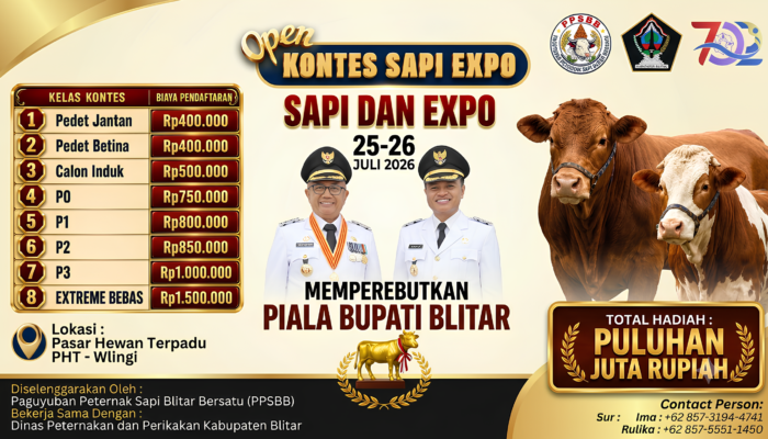 Open Kontes Sapi dan Expo Piala Bupati Blitar 2026 Resmi Dibuka, Perebutkan Hadiah Puluhan Juta Rupiah