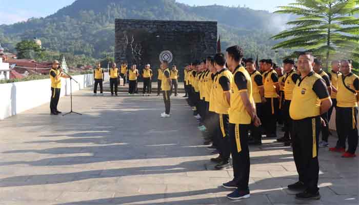 Wakapolres Sawahlunto, Kompol Riswan Lukpi pimpin Apel Gladi Kesiapan Acara dan Rangkaian Pengamanan Bhayangkara Run (Road To Police Women Run) 2026